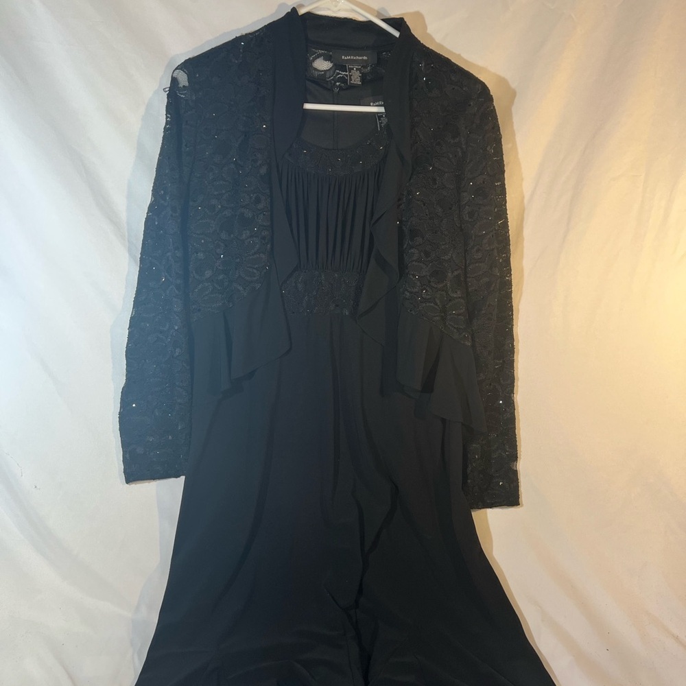 R&M Richards Black Long Sleeve Lace Dress